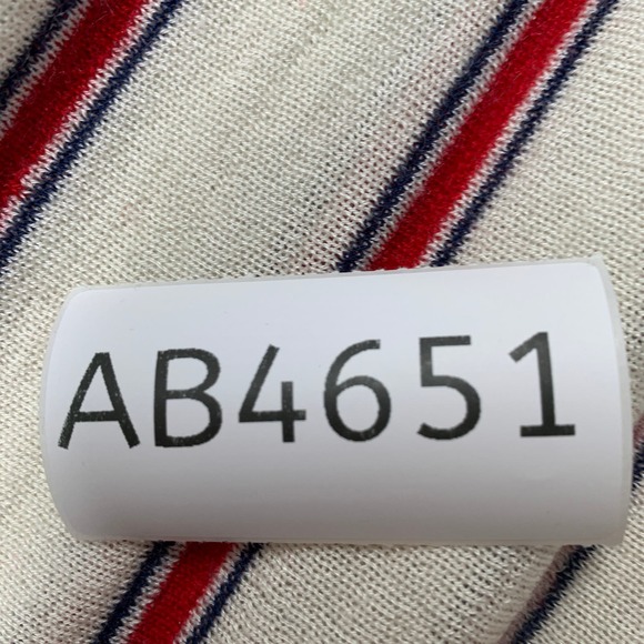 Madelein Thompson Women Sweater L Cream Red Stripe Cashmere Silk Crewneck - Picture 12 of 12